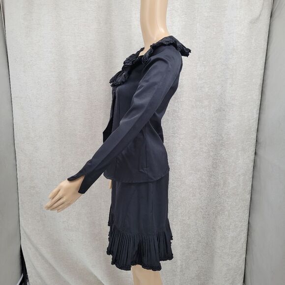 Tempo Paris Y2K Black Mini Skirt Pleated Ruffled Hem ** Top Available Separately - Picture 8 of 9